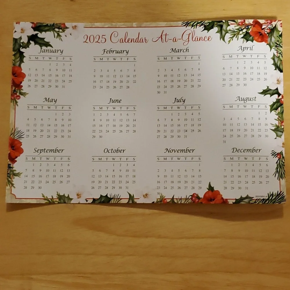 2025 Calendar At-A-Glance with Holidays and Pens, Highlighters on Back
